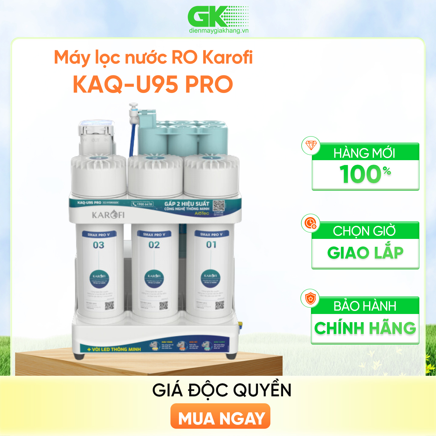 KAQ-U95 PRO - Máy lọc nước RO Karofi KAQ-U95 Pro -  Hàng Chính Hãng