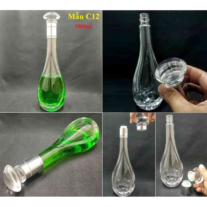Chai Thủy Tinh Dáng Giọt Nước Dung Tích 500ml Rất Đẹp.