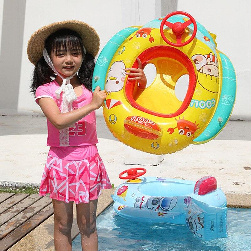 Phim hoạt hình dễ thương Bể bơi cho trẻ sơ sinh bơm hơi Phao bơi cho trẻ em có vô lăng Ghế nước Phao cứu sinh