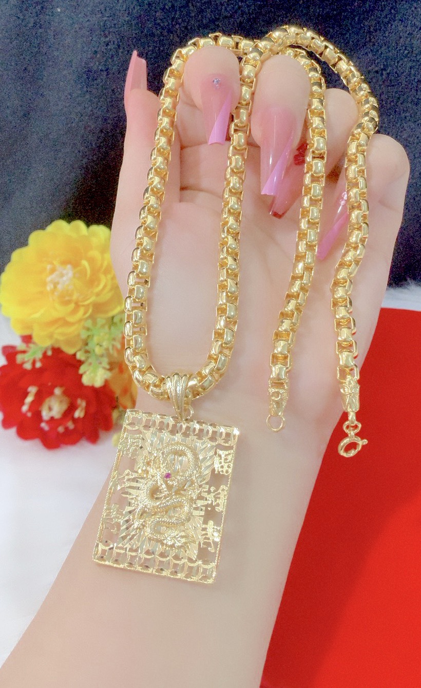 Dây chuyền nam mặt rồng mạ 24.k cao cấp P468