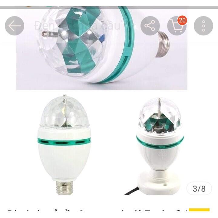 Đèn led quả cầu 3w xoay pha lê 7 màu đui E27 dùng làm đèn trang trí trong nhà