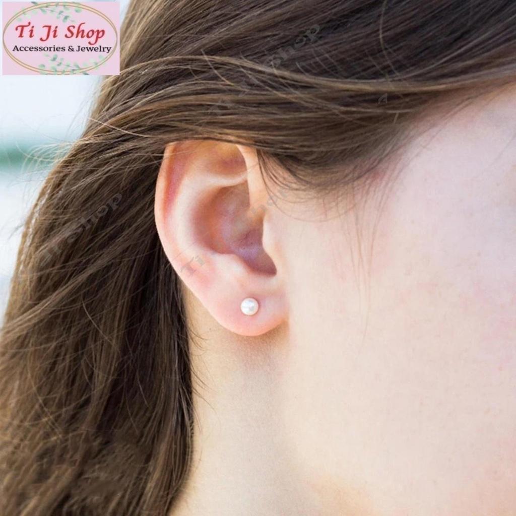 Bông tai nữ chuôi inox khuyên tai nụ ngọc trai nhân tạo nhỏ xinh dễ thương phong cách Hàn Quốc