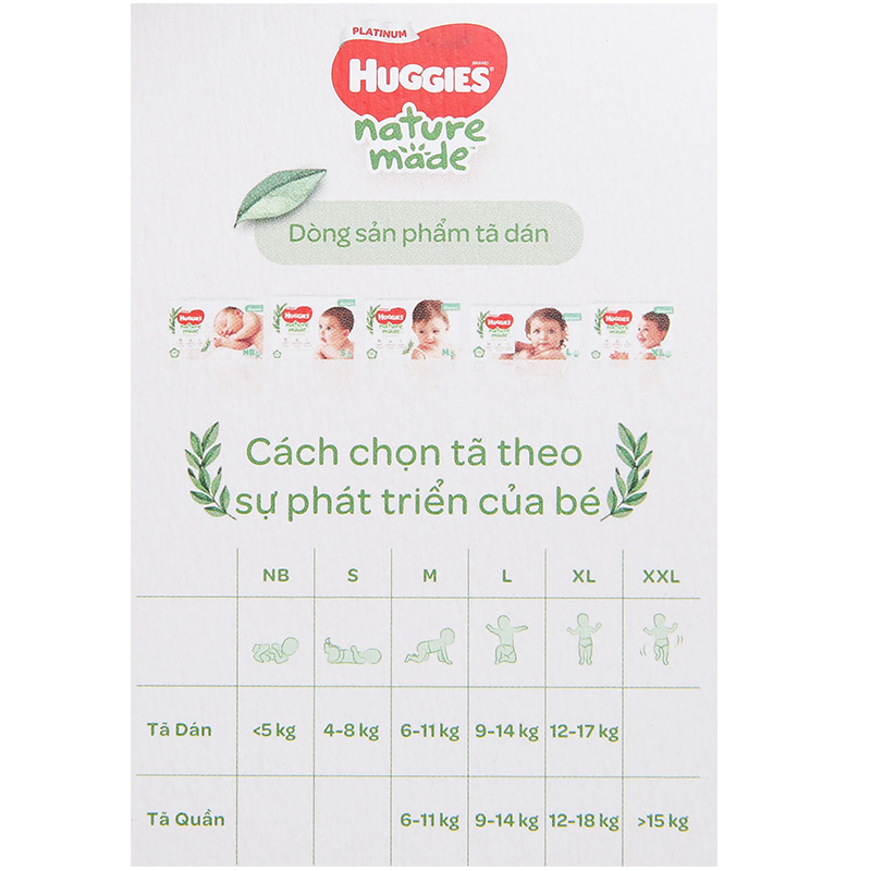 Tã dán siêu cao cấp Huggies Platinum Naturemade NB60 (dưới 5kg)