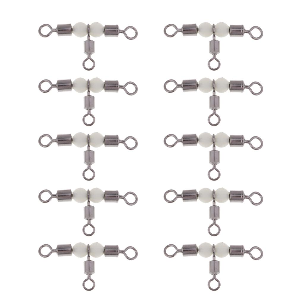 10pcs 3 Way Swivel Luminous Rolling Barrel T shape Swivel Connector 4.6cm