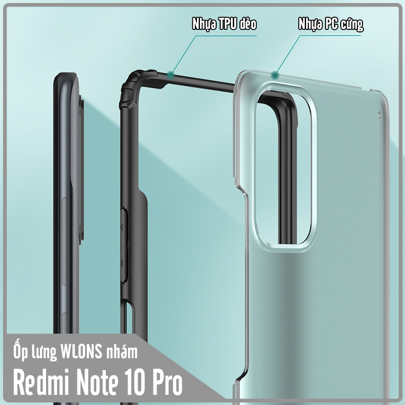 Ốp lưng chống sốc cho Xiaomi Redmi Note 10 Pro nhám viền màu