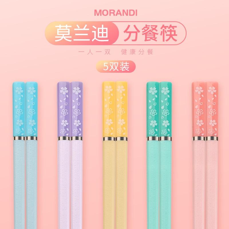 Bộ 5 đũa kháng khuẩn chống trơn trượt 5 màu Morandi