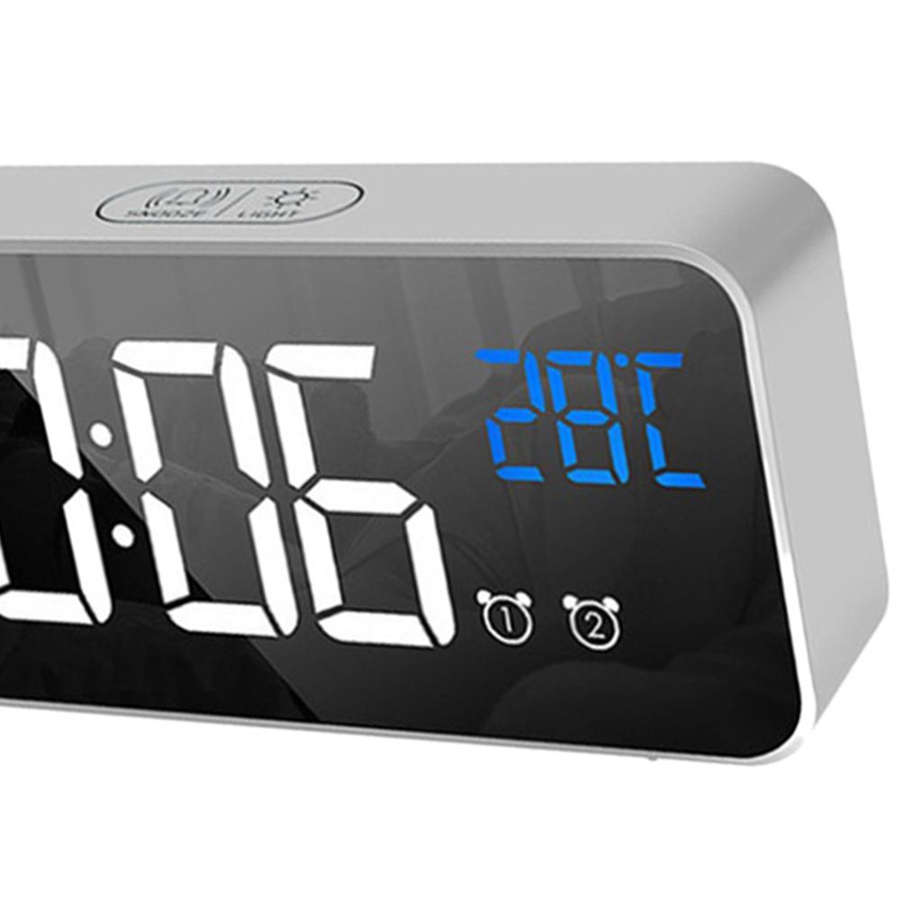 Silent Electronic Alarm Clock Mirror Surface Clock Desktop/Shelf Clock Silver