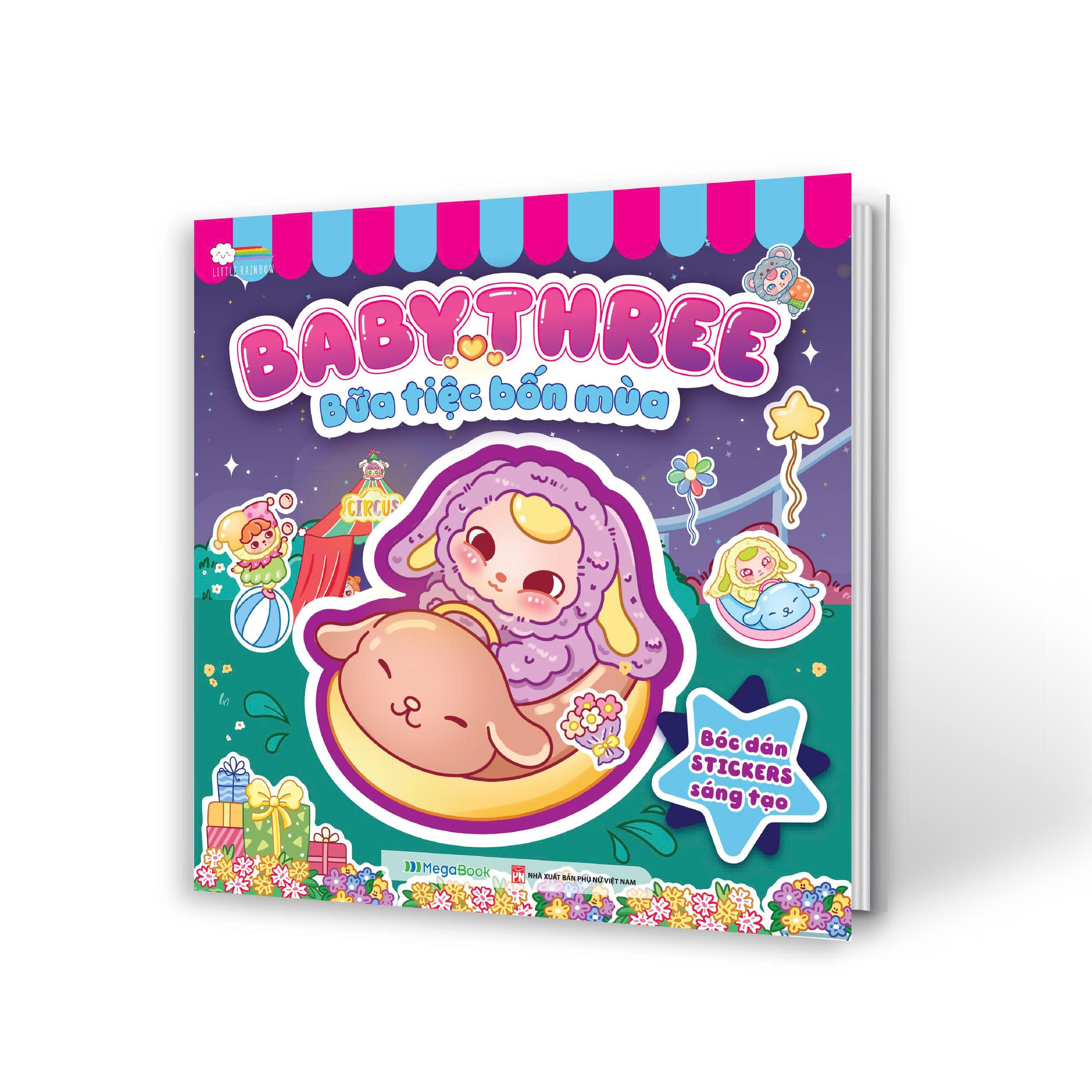 Sách - Baby Three - Bữa Tiệc Bốn Mùa - Bóc Dán Stickers Sáng Tạo