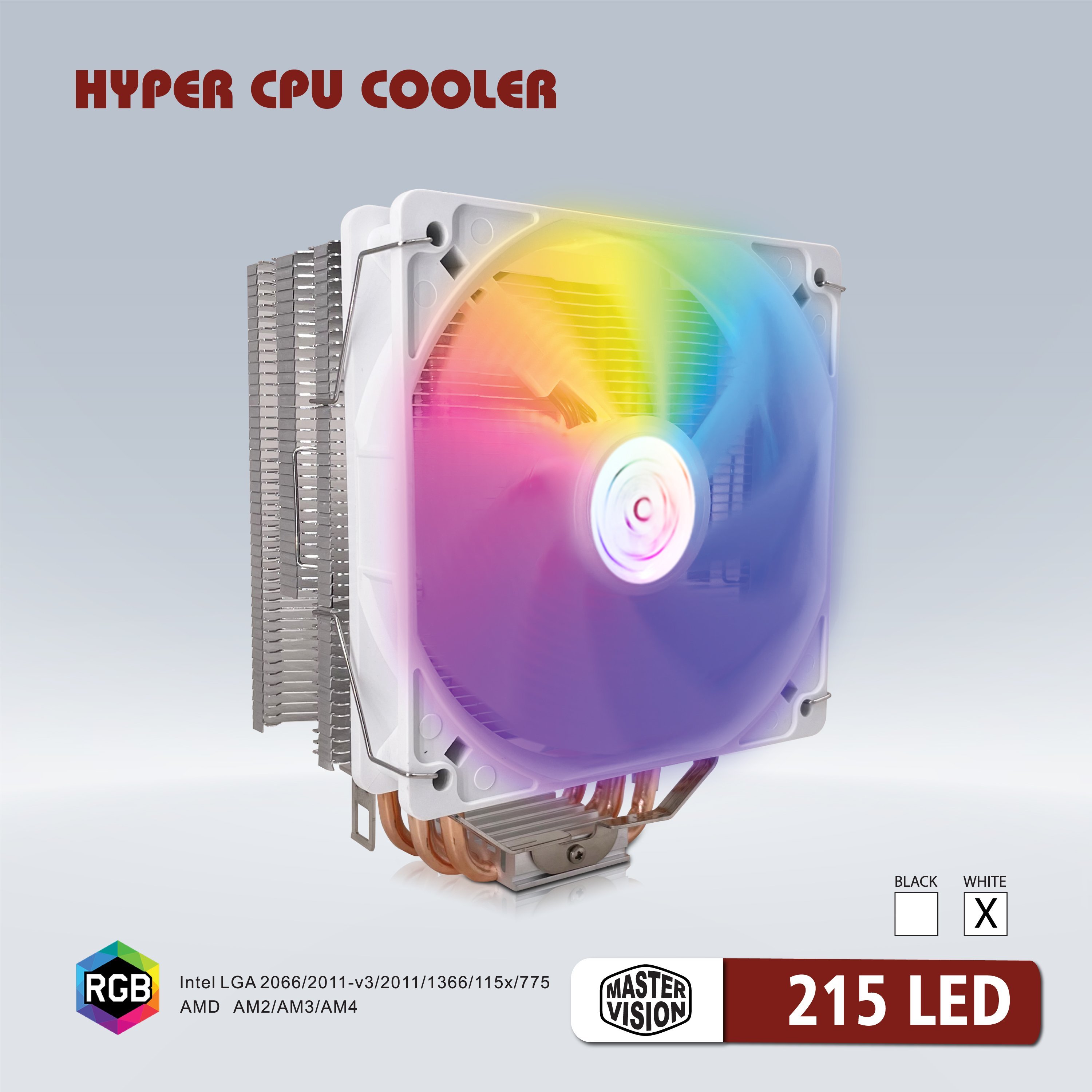 Fan Hyper 215 LED(Tản 4U, Fan 12cm, Đen và Trắng)-hàng chính hãng 