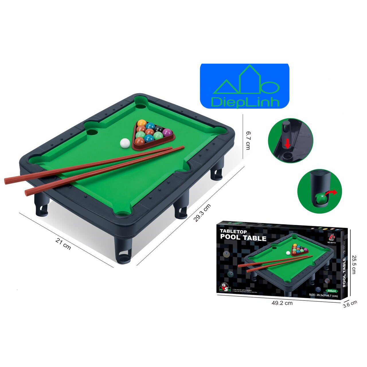 Bàn Bi a Mini – Bàn Bida Mini Cỡ Lớn Cho Bé Nhiều Kích Cỡ, Đầy Đủ Phụ Kiện