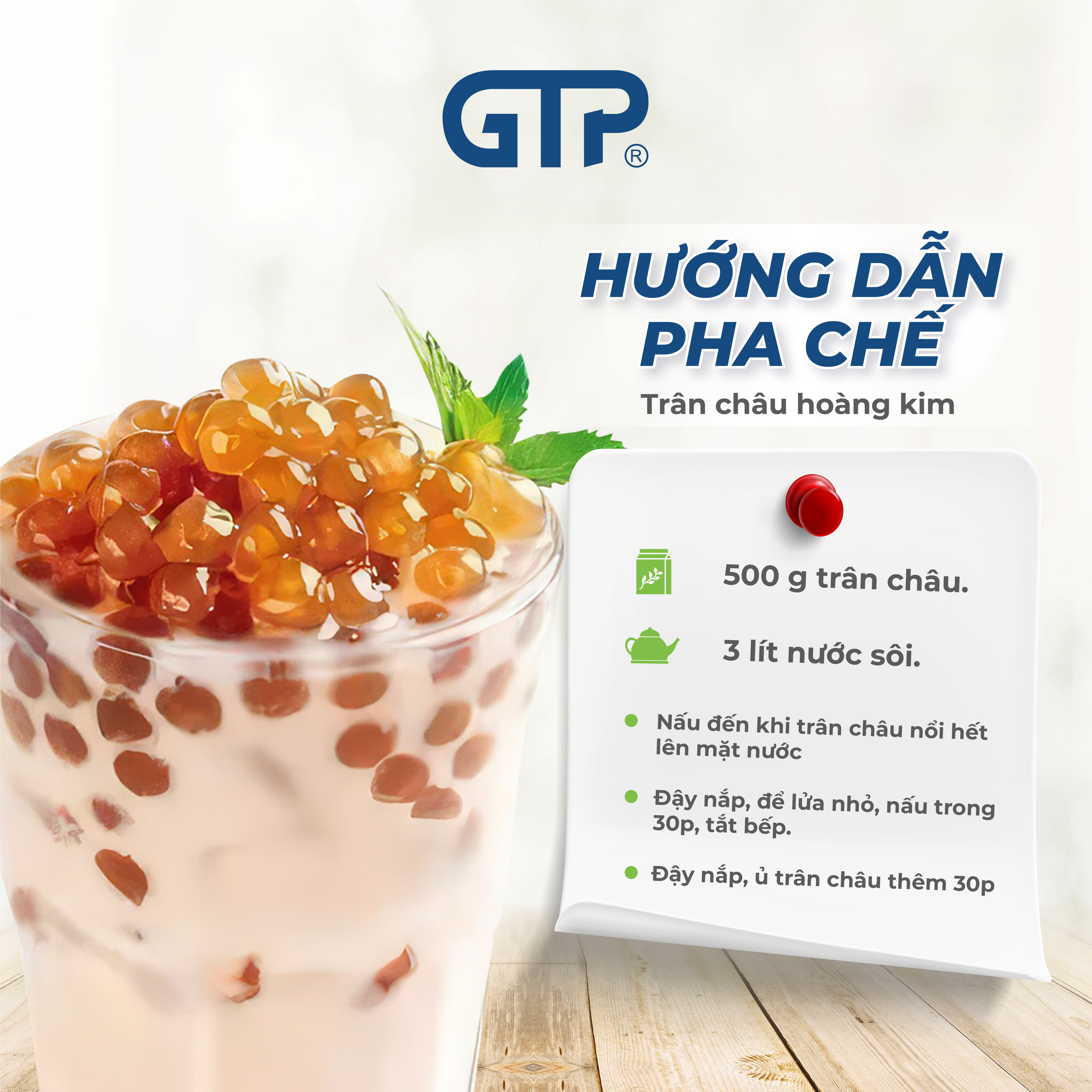 Trân châu Hoàng kim GTP 1Kg - Topping nhiều loại trà sữa, chè, món tráng miệng...Trân châu dẻo dai thơm