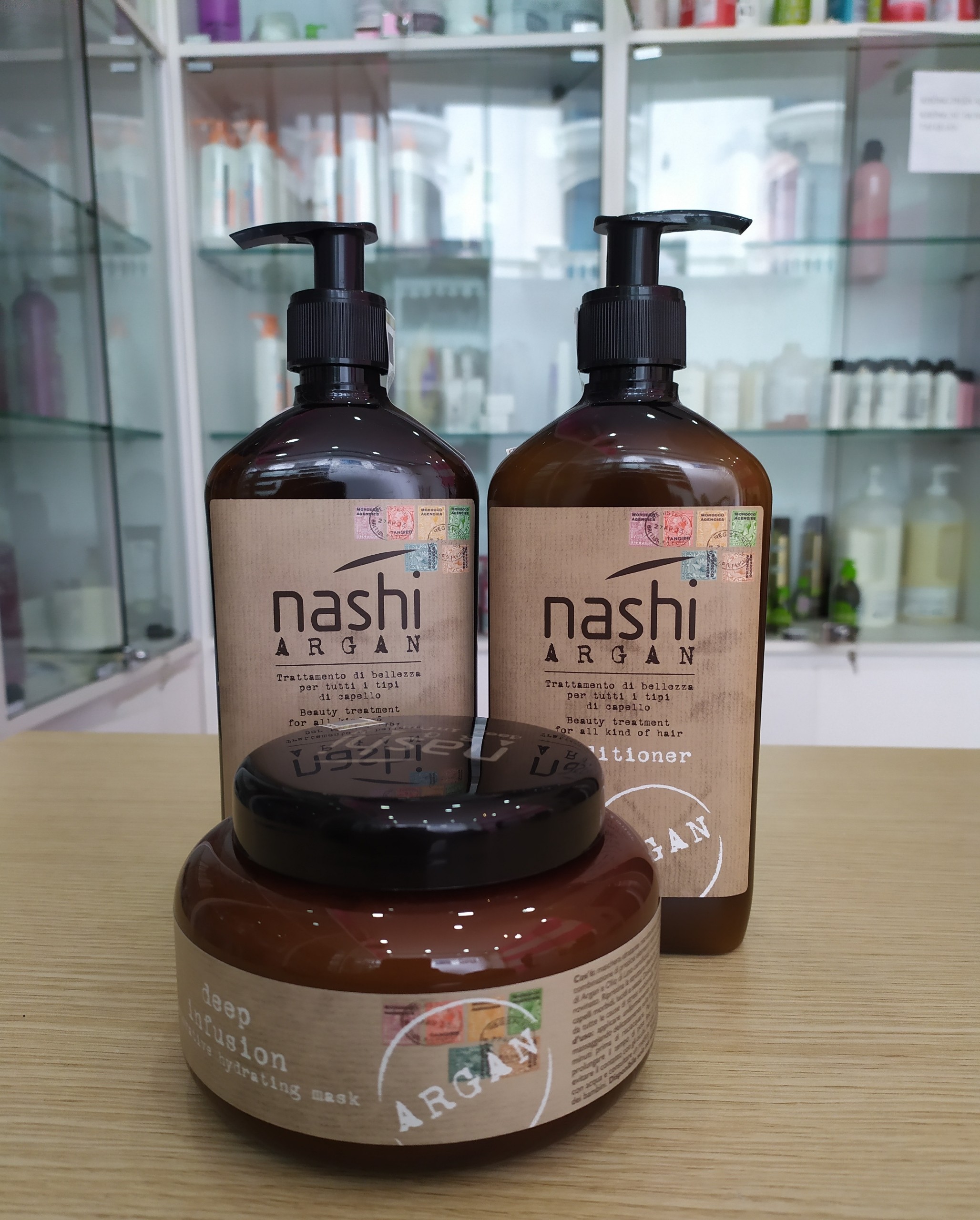 [+Tặng mũ trùm] TRỌN BỘ GỘI - XẢ - Ủ NASHI ARGAN 500ML