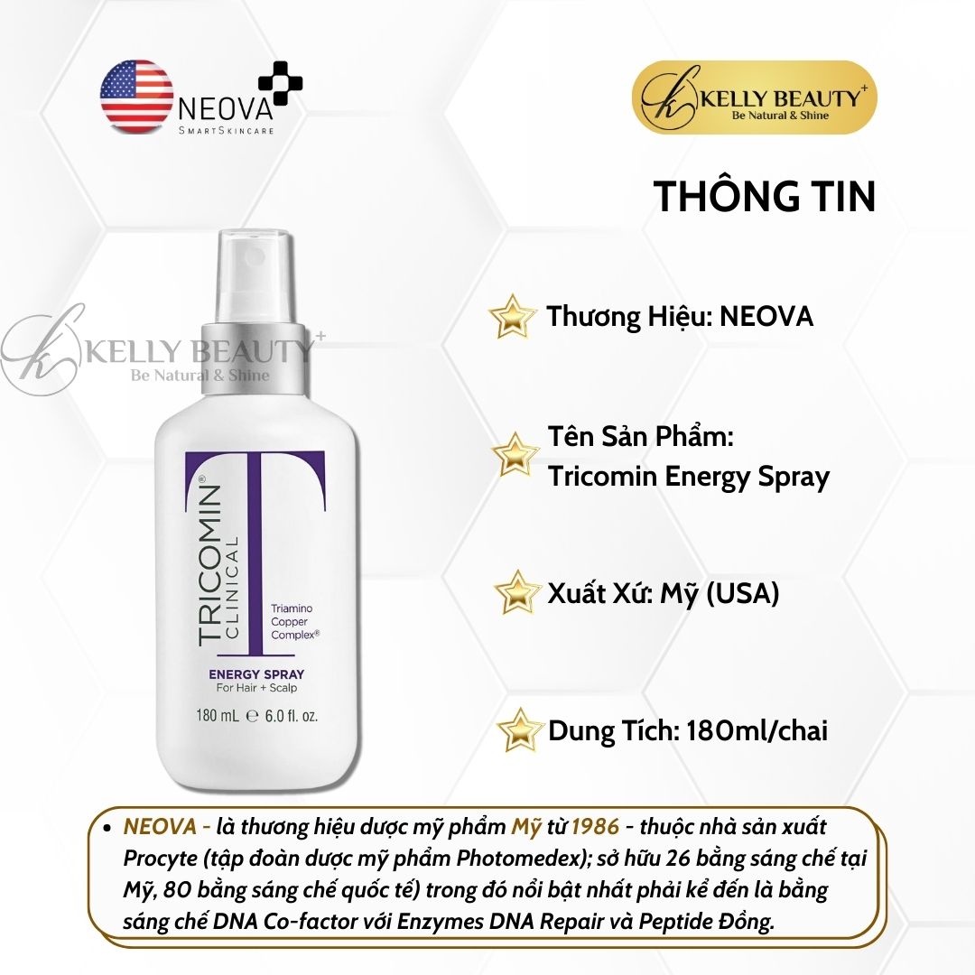 Xịt Chống Rụng Kích Mọc Tóc NEOVA Tricomin Energy Spray | Kelly Beauty