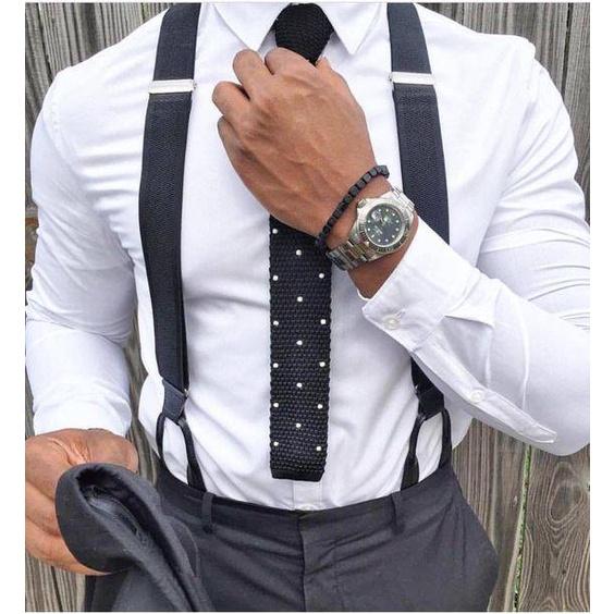 Dây đeo quần nam chữ Y 3.5cm 6 clip khóa kẹp - dây yếm quần nam cao cấp đen chấm bi