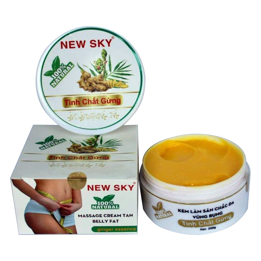 Kem massage săn chắc da vùng bụng tinh chất gừng New Sky Belly Fat Ginger Essence Massage Gel 250gr (hỗ trợ giảm béo, tan mỡ đùi, bắp tay, hông) Hani Peni