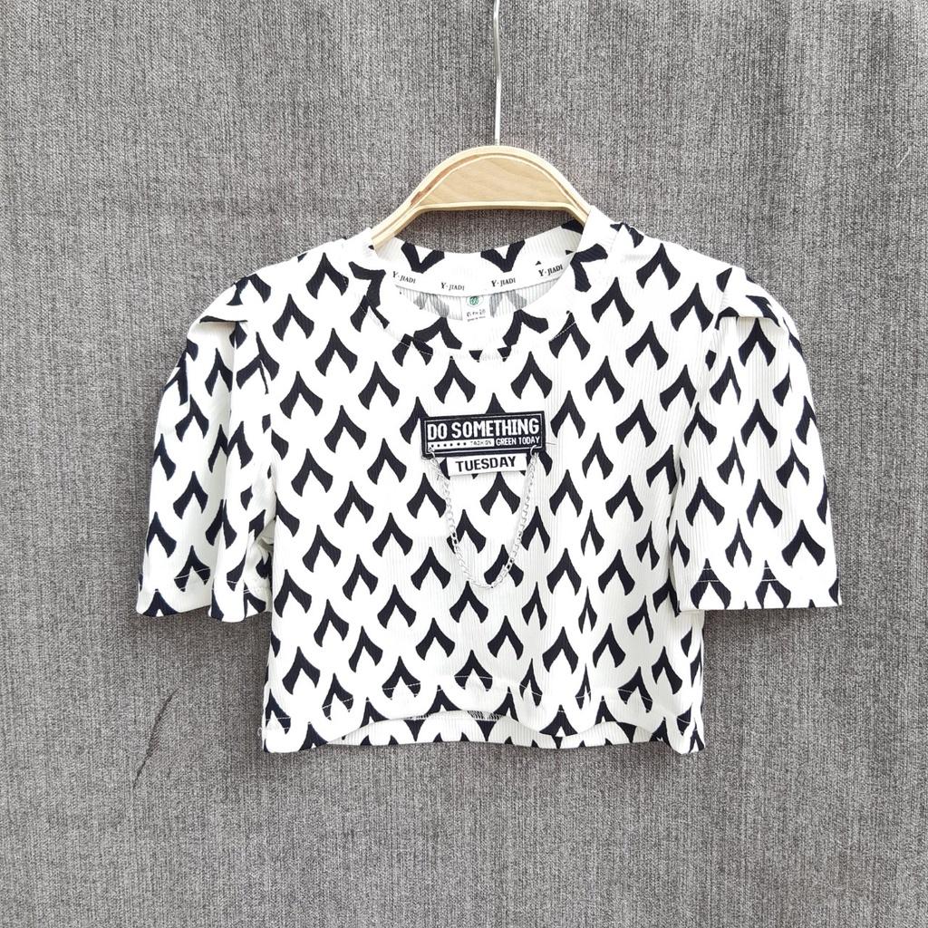 Áo croptop bé gái 2-8 tuổi chữ DO SOMET, Áo cộc tay cho bé hàng Quảng Châu cao cấp thấm hút mồ hôi