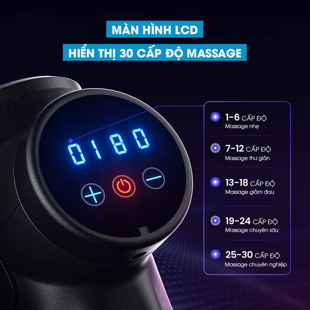 Máy Massage Cầm Tay AJIDO-M3, 15 Đầu Thay Thế, 30 Cấp Độ - Máy Mát Xa Toàn Thân Chuyên Sâu Giãn Cơ, Đấm Lưng, Cổ Vai