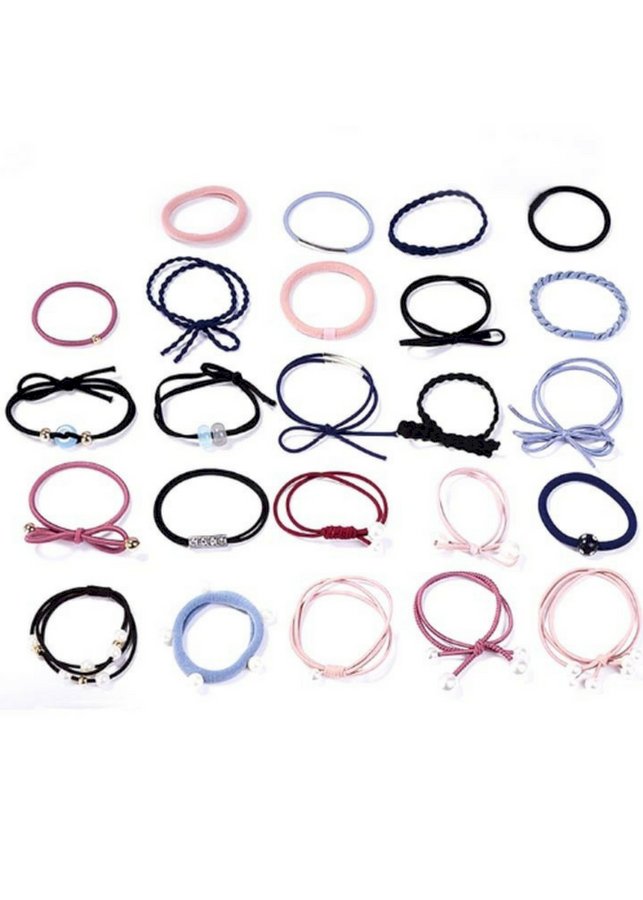 Set 24 dây cột tóc nhiều màu