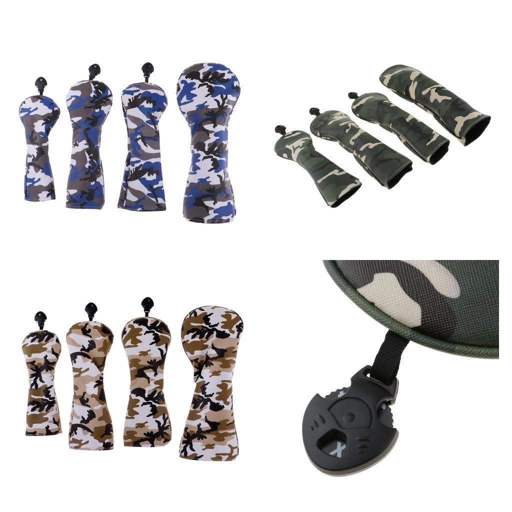 4Pcs Golf Club Headcover 460cc Driver  Covers 1 3 5 UT  Brown