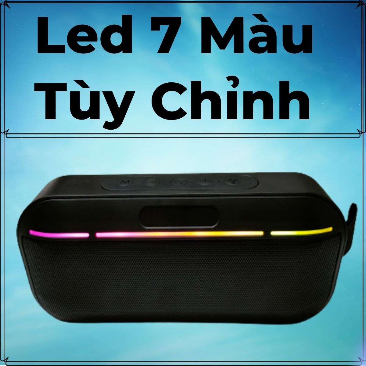 Loa Bluetooth MMS-300 Công Suất 4W, Pin 1200mAh, Đèn Led 7 Màu, Bass Mạnh, Hỗ Trợ Khe Cắm Thẻ Nhớ, USB, Đài FM