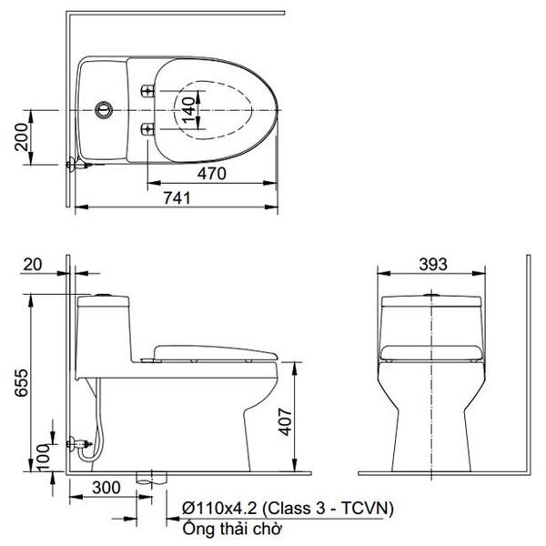 Bệt vệ sinh Inax AC-939 + S15VN có chức năng rửa trước và rửa sau - Vật liệu xây dựng Big H