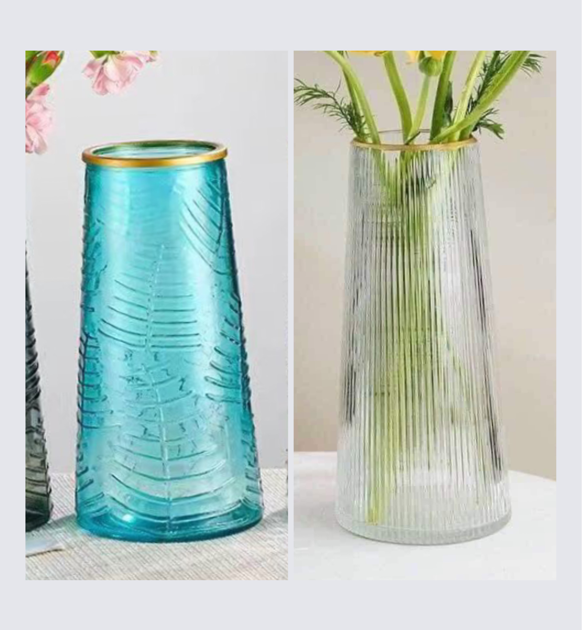 COMBO 2 BÌNH HOA THỦY TINH VIỀN VÀNG CAO CẤP
