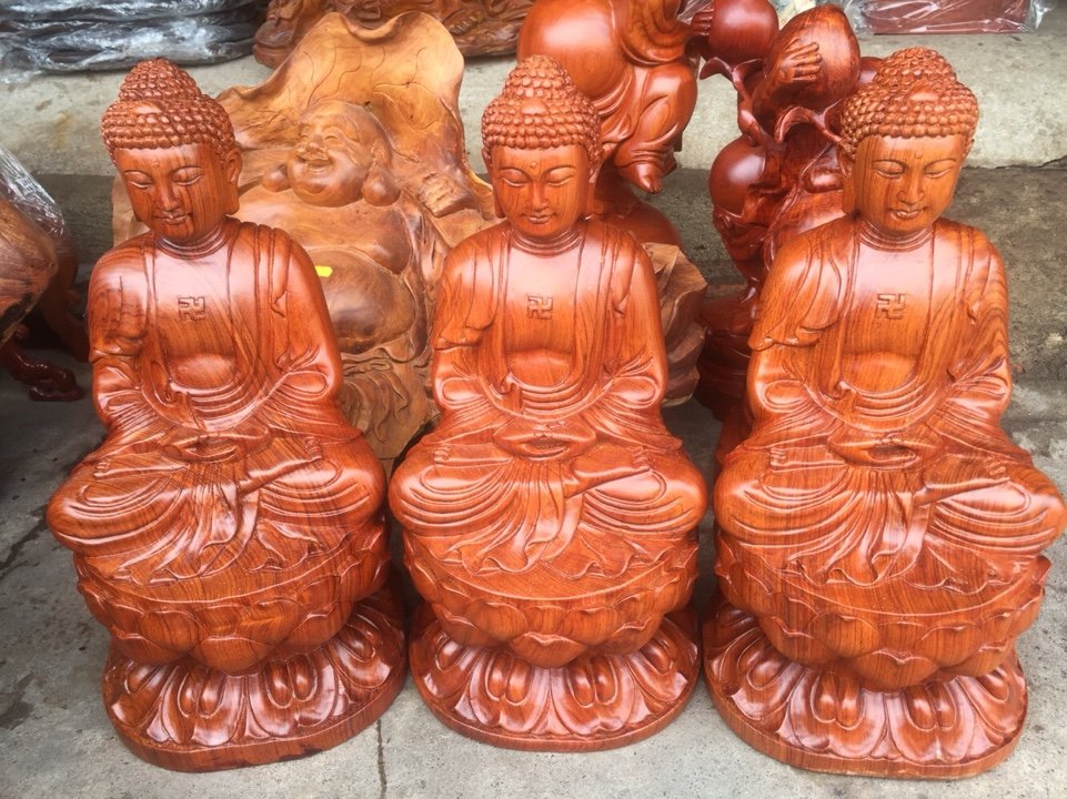 Tượng Phật bà Quan Âm- Phật Ông gỗ hương nguyên khối cao 50cm