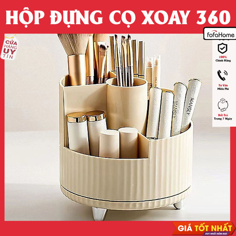 Hộp Đựng Bút Đồ Dùng Học Tập Cá Nhân Cọ Trang Điểm Xoay 360 Độ Thiết Kế 5 Ngăn Tiện Dụng Để Bàn