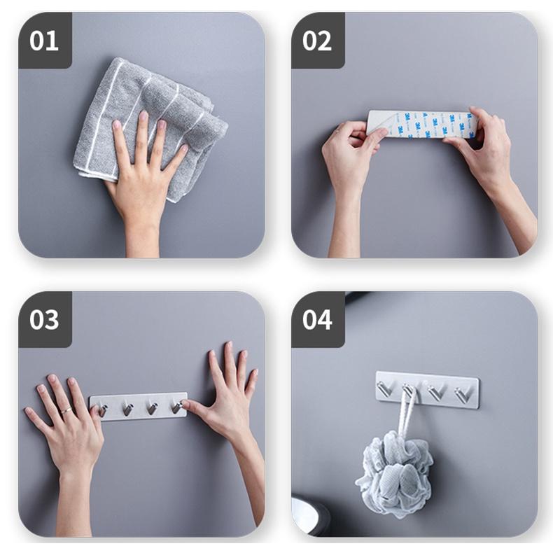 Móc treo đồ ANAEAT làm từ thép không gỉ thiết kế dán tường đa năng tiện dụng