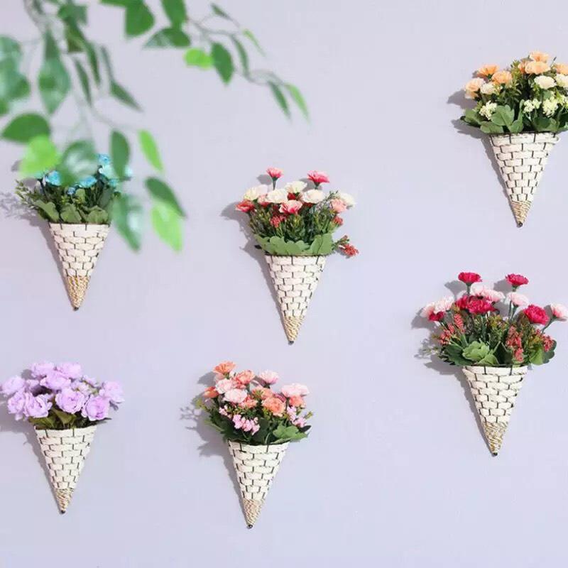 Giỏ Mây Đan Cắm Hoa Treo Tường, Cây Cảnh, Trang Trí Ban Công, Sân Vườn