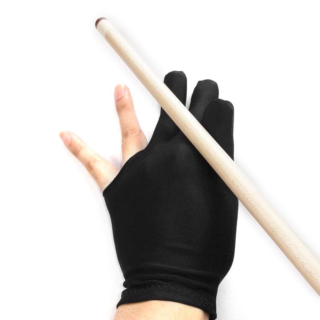 Snooker Billiard Cue Glove Pool Left/Right Hand Three Finger Accessory Black
