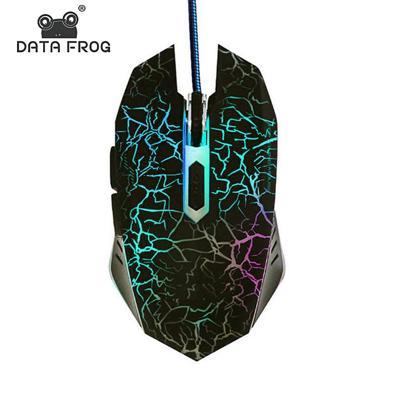 Dữ Liệu Ếch Chuột Chơi Game Có Dây LED Chuột Quang Đèn Nền Cho Trò Chơi Laptop Notebook PC Máy Tính Dành Cho Windows Mac