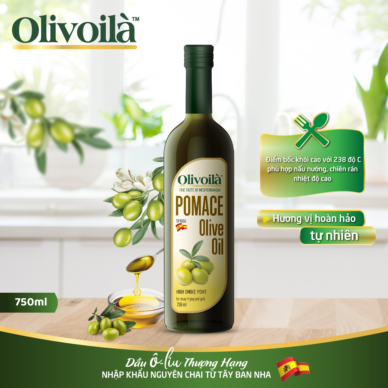 Dầu Ô-liu Pomace Olivoilà 750ml