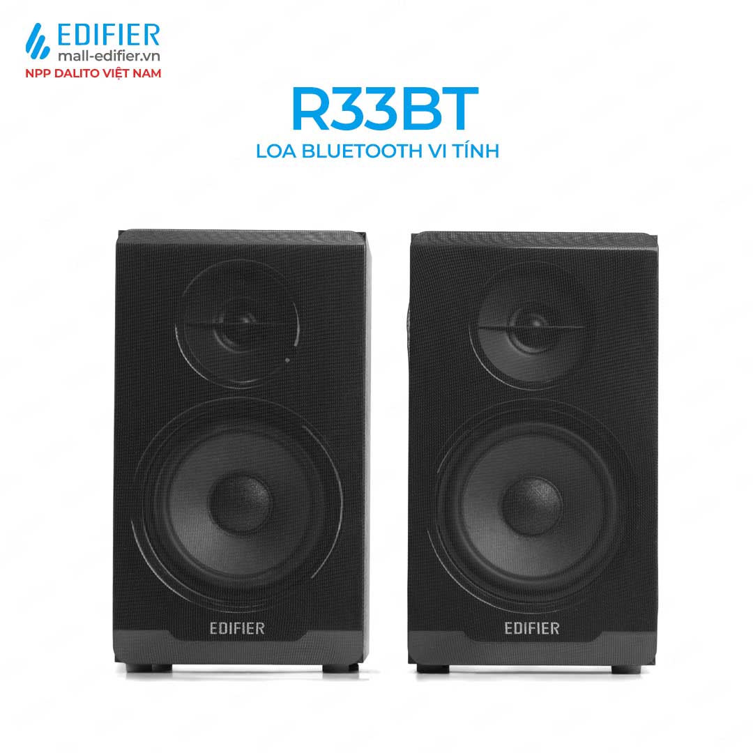 Loa Bluetooth Edifier R33BT (Màu Đen), Kết Nối Máy Tính Cổng AUX, Công Suất 10W, Nghe Nhạc Driver Bass 92mm