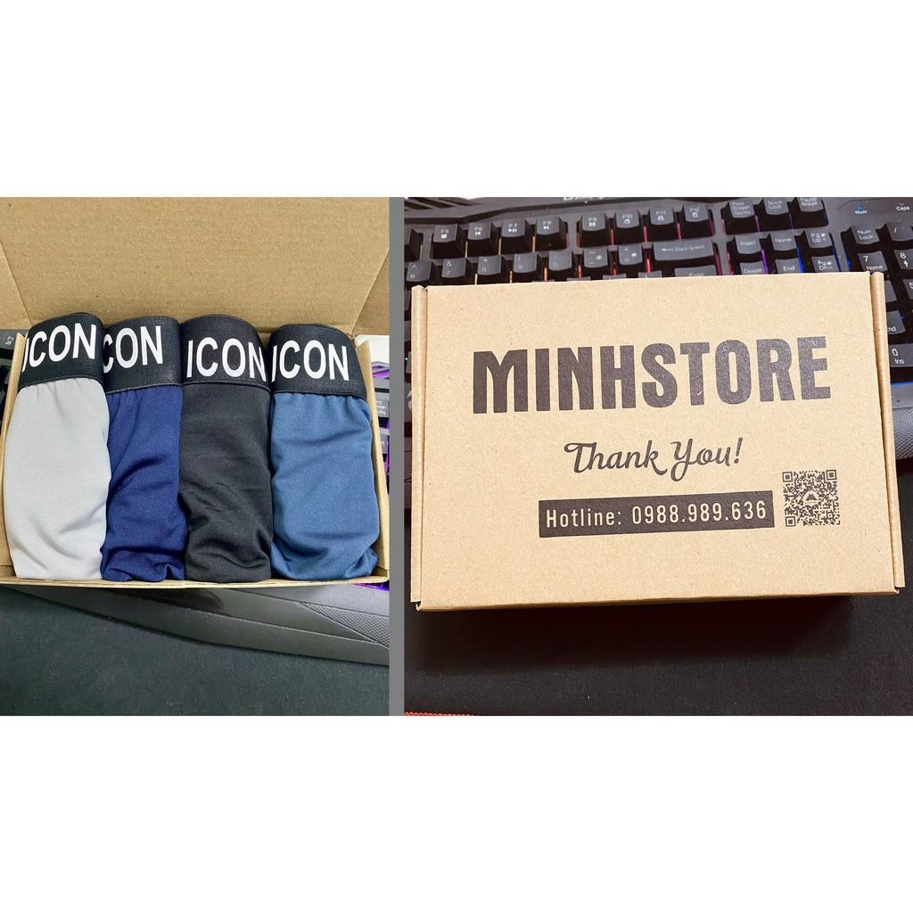 Combo 4 Quần lót nam Boxer ICON Demin, Quần sịp đùi nam ICON thun lạnh cao cấp kháng khuẩn - MS66