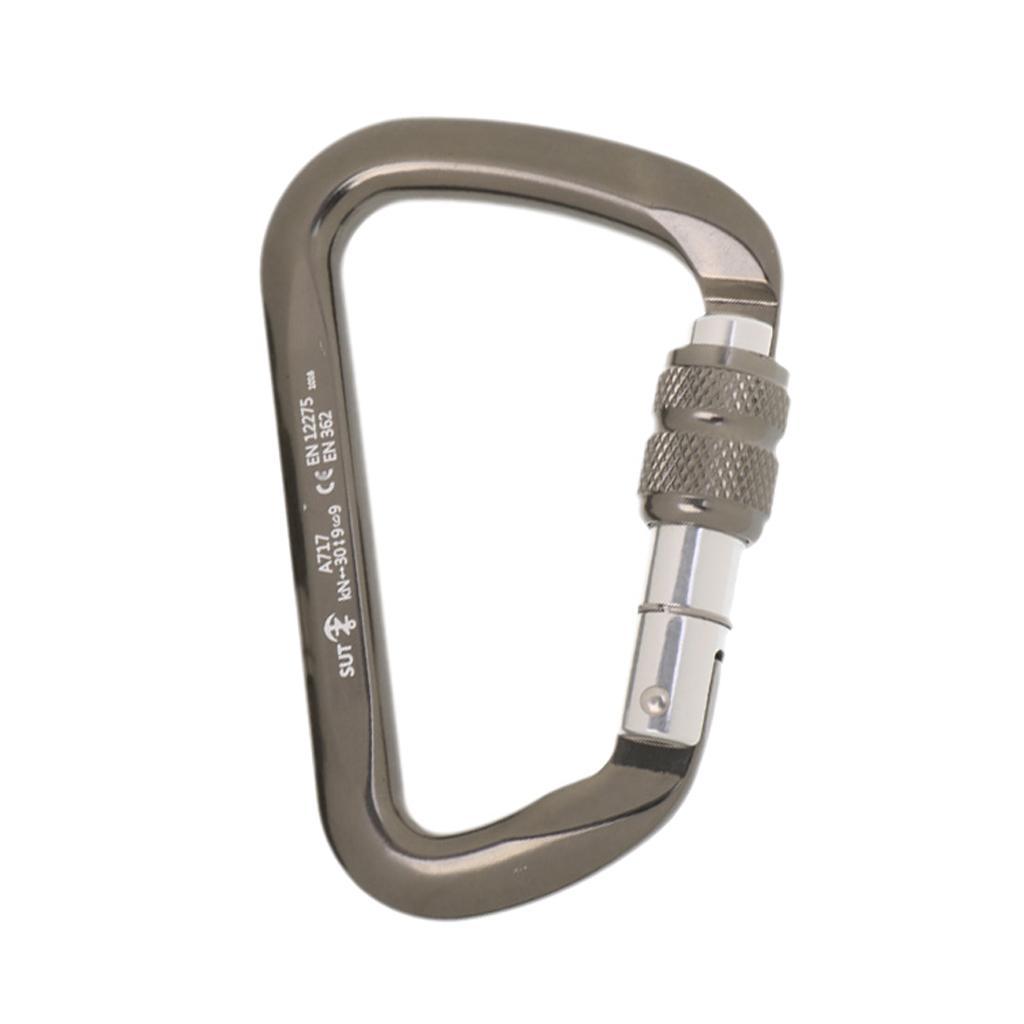 2X 30KN 6720LB Aluminum Shape Screw Locking Climbing Carabiner Grey