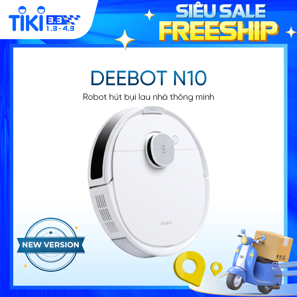 ROBOT HÚT BỤI LAU NHÀ THÔNG MINH ECOVACS DEEBOT N10 – BẢN QUỐC TẾ – BẢO HÀNH 24 THÁNG-HÀNG CHÍNH HÃNG