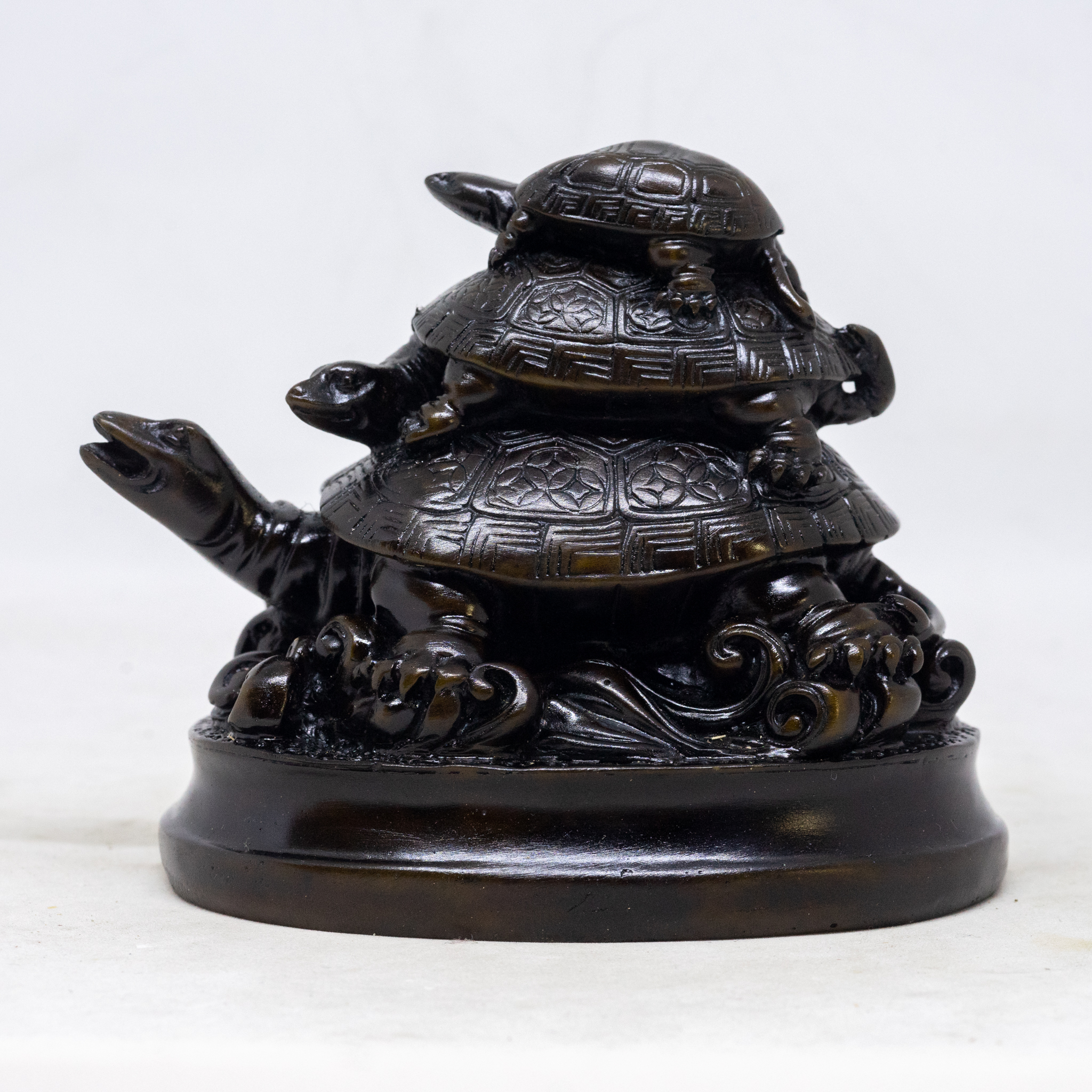 Tượng Rùa Mẹ Cõng Rùa Con cao 9cm bằng đá