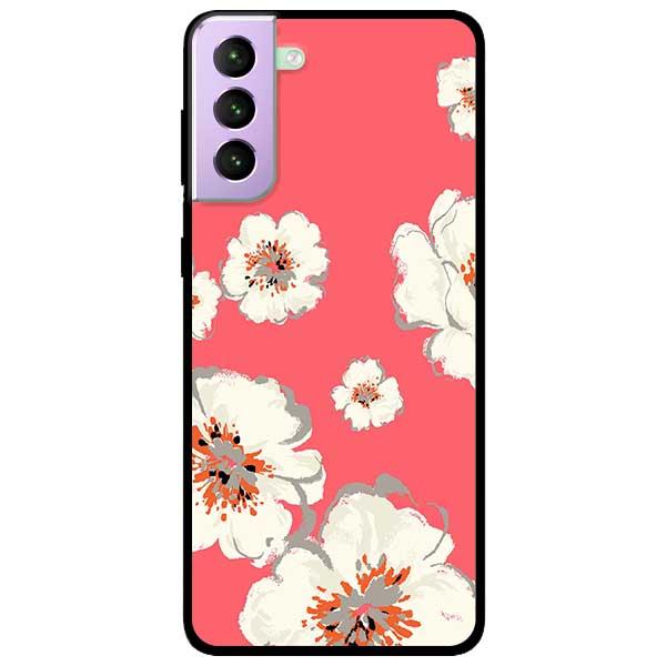 Ốp lưng dành cho Samsung Galaxy S21 / S21 Plus / S21 Ultra - Hoa Trắng Nền Hồng