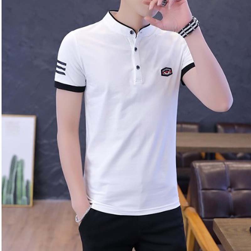 Áo Thun Nam, Áo Polo Nam Có Cổ Cotton Cao Cấp mẫu mới in logo tê giác phối sọc tay logo cực đẹp 4 màu sang trọng lịch lãm