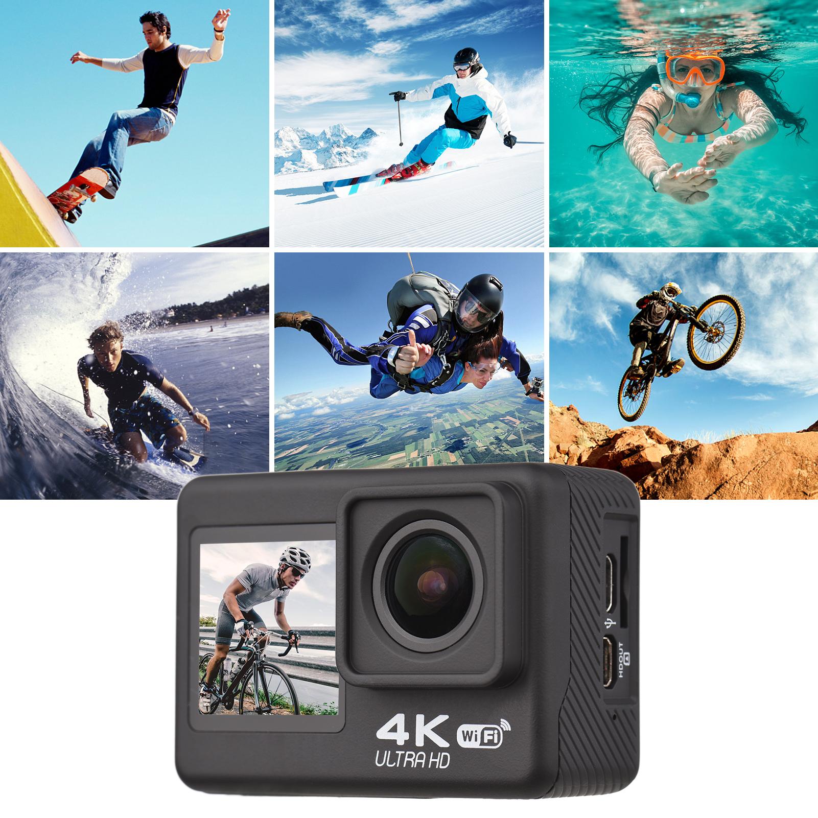 Camera Hành Động Andoer 4K 60FPS Màn Hình Kép Chống Nước Có Điều Khiển Từ Xa Camera Thể Thao Mũ Bảo Hiểm Camera Hành Động Cho Lặn Lướt Sóng