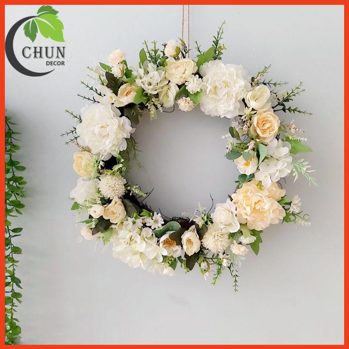 Vòng Hoa Giả, Vòng Nguyệt Quế Trang Trí Tường, Cửa Sổ, Decor Phông Rạp Cưới Nhiều Mẫu