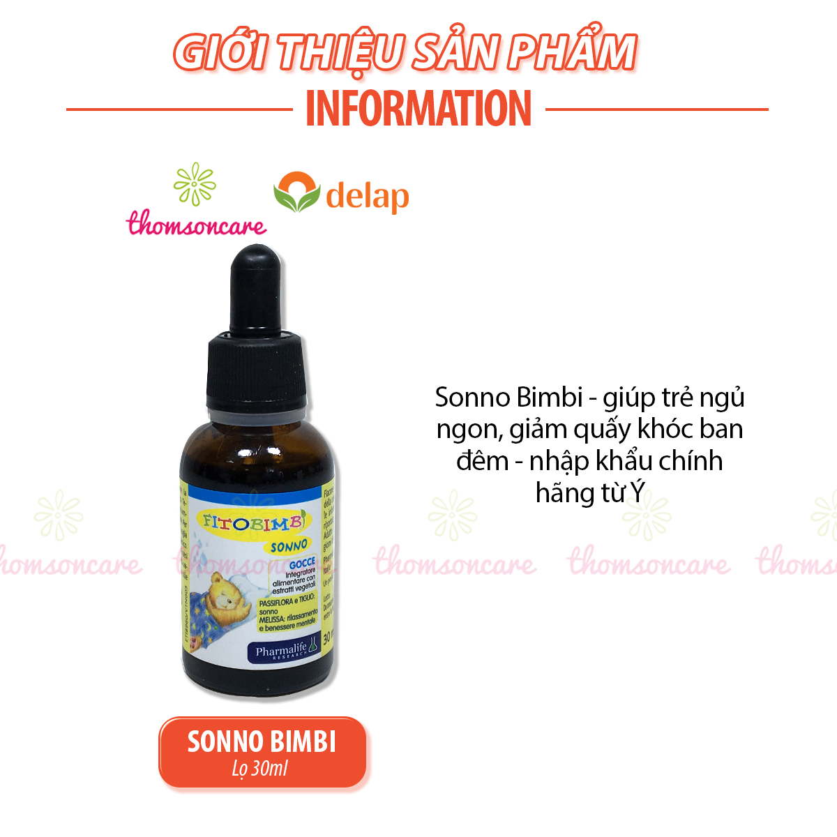 Sonno Bimbi - Có tem tích điểm, hỗ trợ giúp bé ngủ ngon, sâu giấc, giảm quấy khóc đêm - Nhập khẩu chính hãng từ Ý