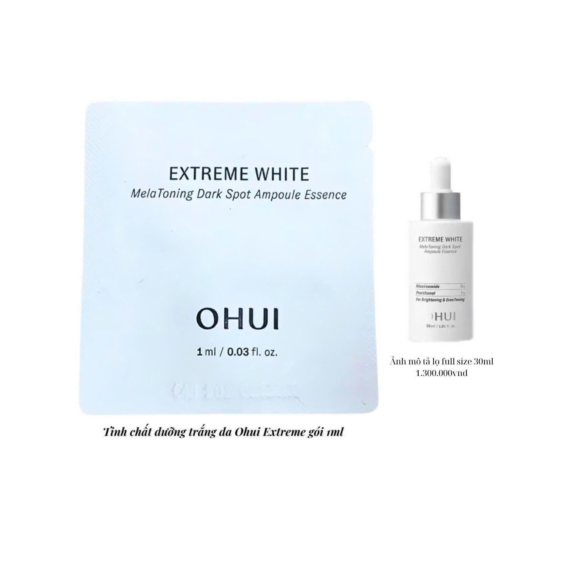Combo 10 gói Tinh Chất Mờ Nám Trắng Da OHUI Extreme White Melatoning Dark Spot Ampoule Essence 1ml