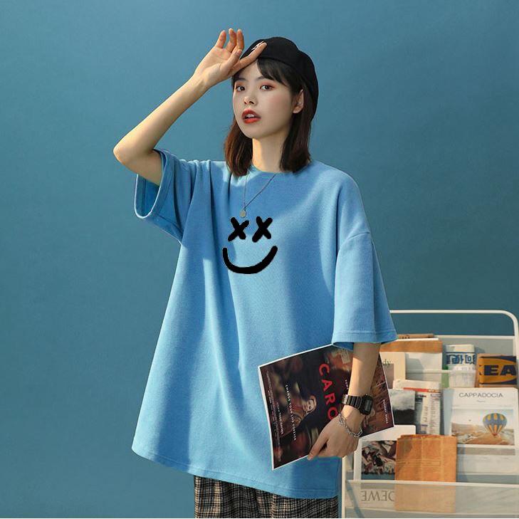 Áo Thun Áo Phông Tay Lỡ Over Size Thoitrang24h In Hình Mặt Cười Unisex Form Rộng