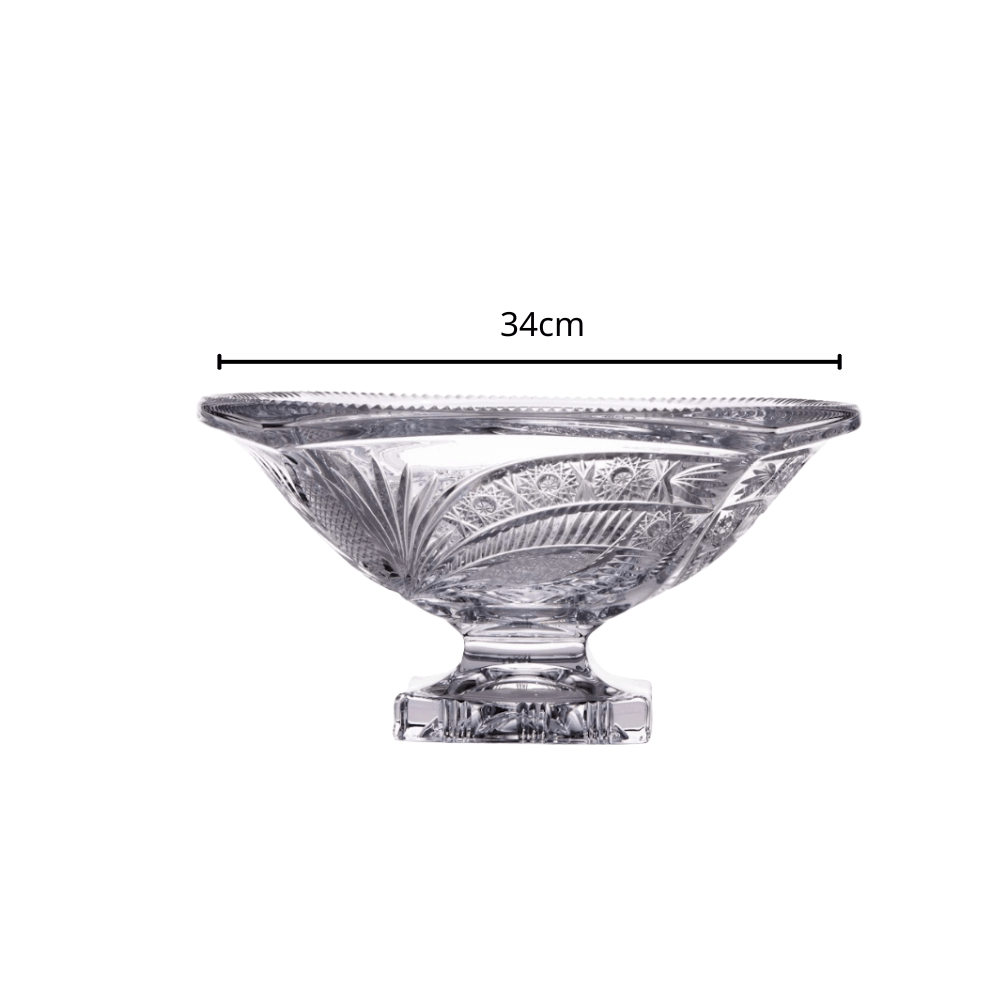 Mâm bồng chân đế vuông M56 34cm Crystal Bohemia Hàng chính hãng