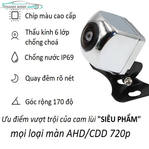 Camera lùi mạ bạc inox cho ô tô hàng cao cấp bảo hành 12 tháng