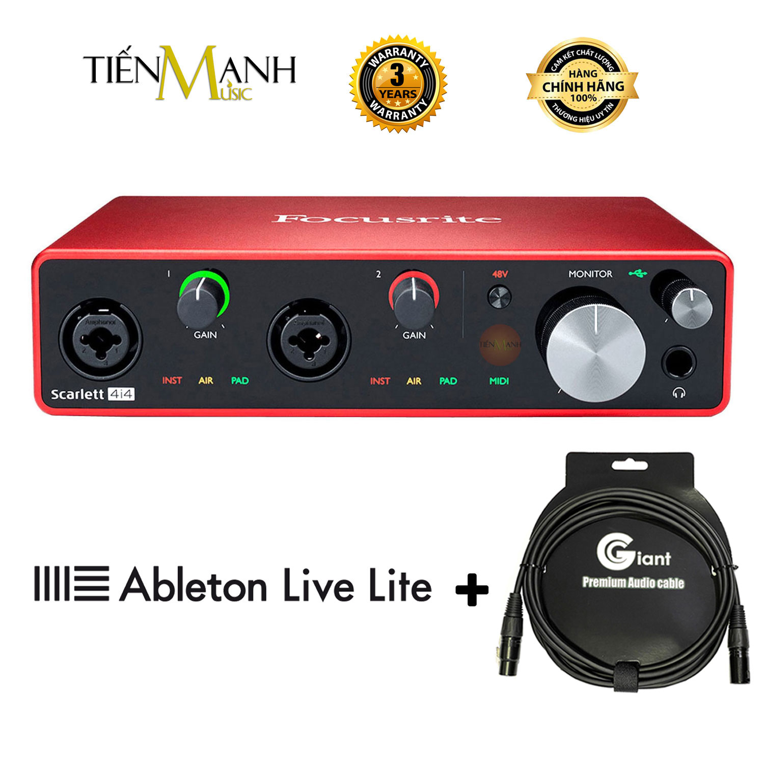 Focusrite Scarlett 4i4 Gen 3 Sound Card Âm Thanh - Focus USB Audio Interface SoundCard 3rd - Gen3 Hàng Chính Hãng