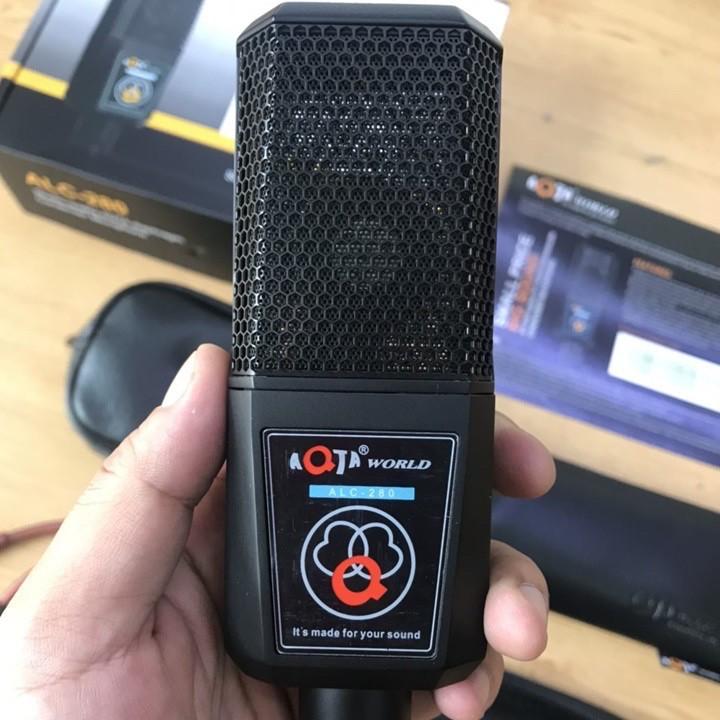 Bộ Thu Âm Livestream autotune Mic ALC280-Sound Card H9 Pro Bluetooth kèm chân kẹp mic màng lọc âm