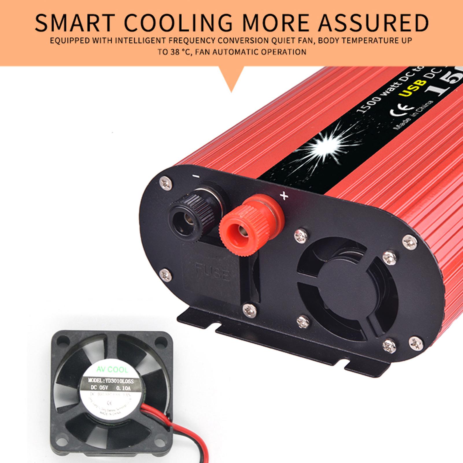 Solar Power Inverter Modified Sine Wave Power Inverter 2000W DC 12V to 100V-120V AC Power Inverter Dual USB Port for RV Car